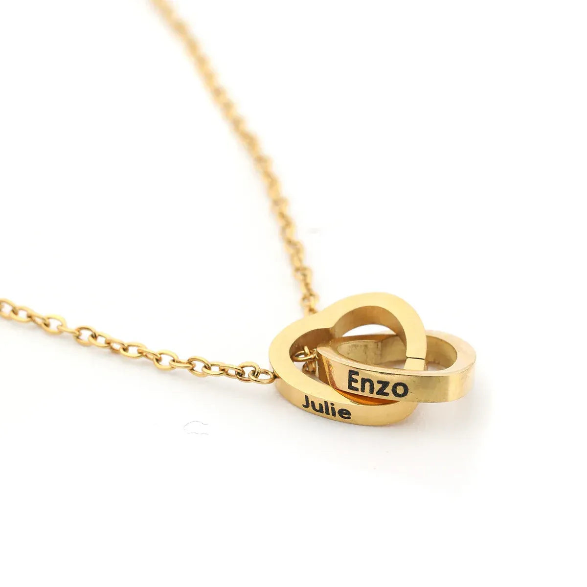Colar Dois Corações Personalizado com Nomes + Caixa Rotativa de Brinde
