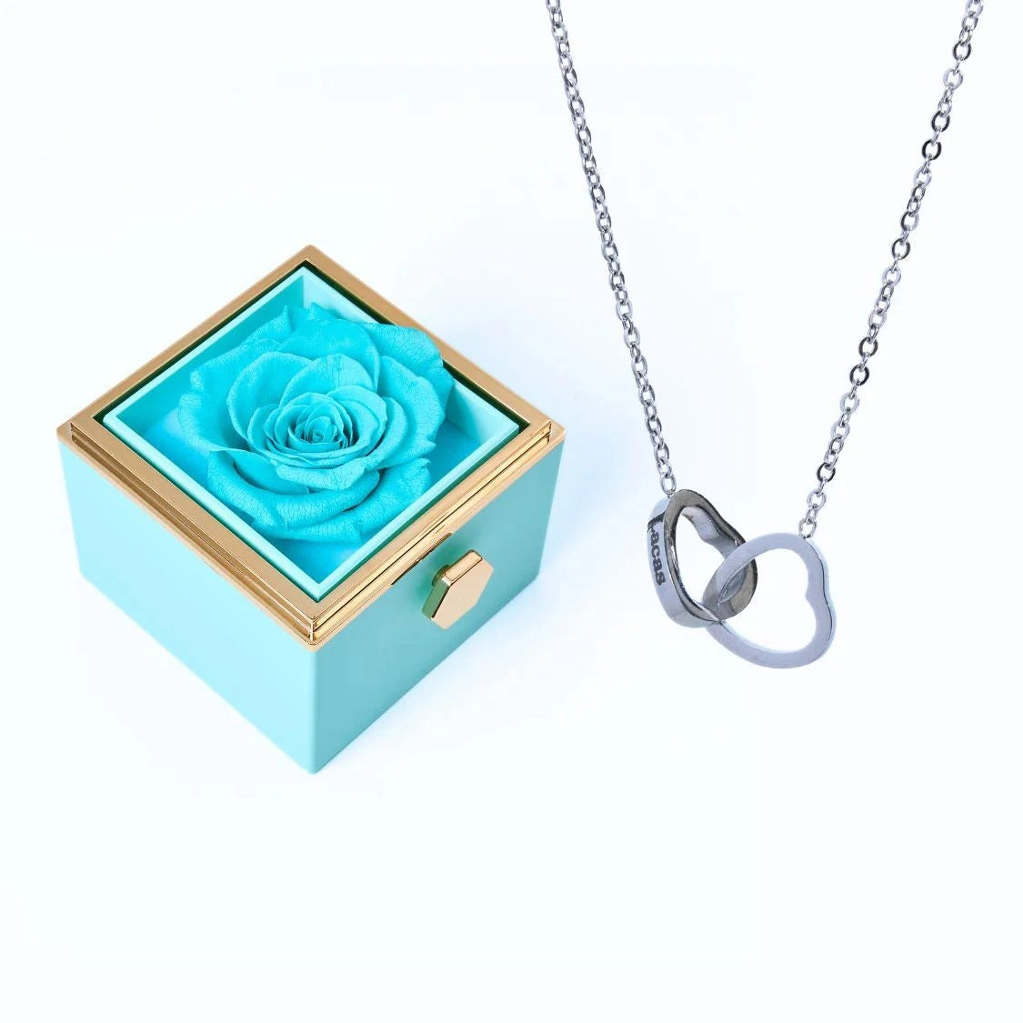 Colar Dois Corações Personalizado com Nomes + Caixa Rotativa de Brinde