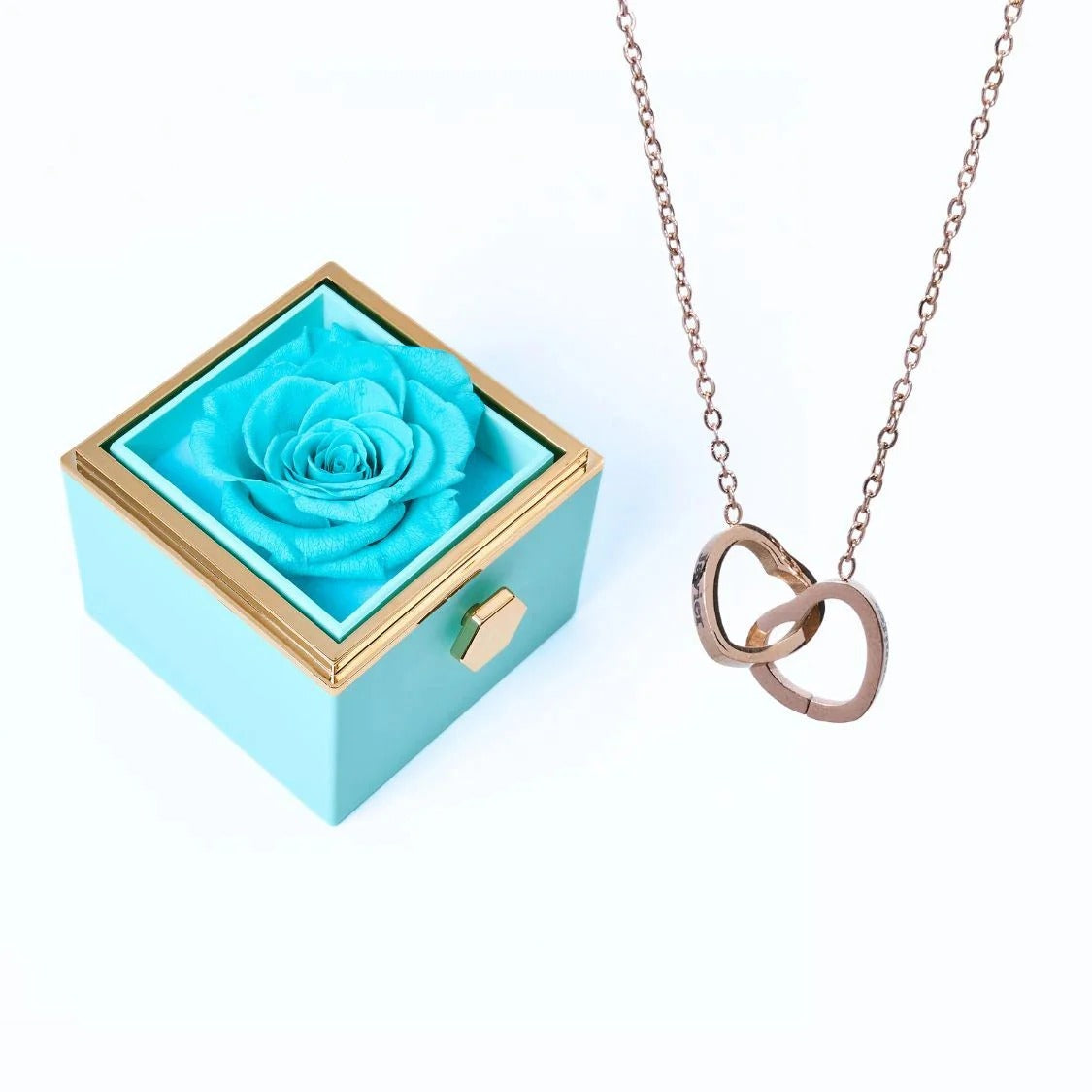 Colar Dois Corações Personalizado com Nomes + Caixa Rotativa de Brinde