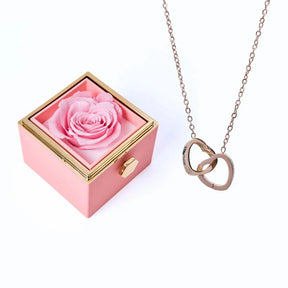 Colar Dois Corações Personalizado com Nomes + Caixa Rotativa de Brinde